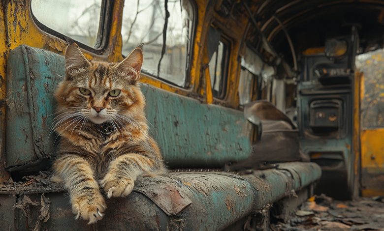 Dospívající přeměnil starý opuštěný autobus v útulek pro kočky: jak jeden nápad změnil život celé ulice