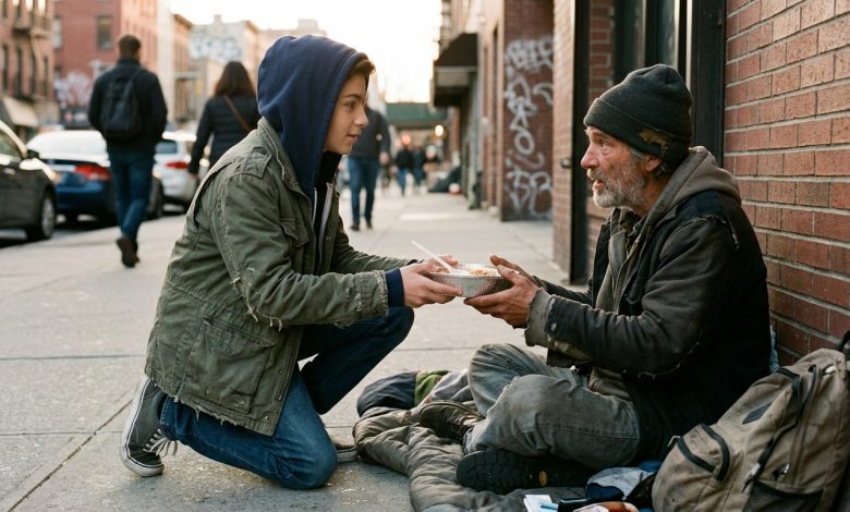 Majitel restaurace pokáral dvanáctiletého syna za to, že nakrmil bezdomovce. Chlapec dal otci lekci na celý život