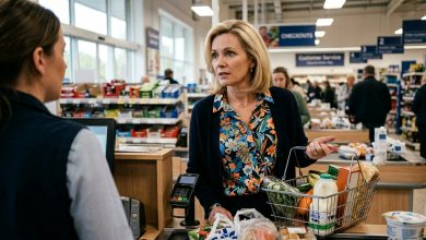 Když jsem byla u pokladny, pokladní řekla: “Ach, váš manžel s vámi opět není? Včera tu byl s tak pěknou blondýnou.” Ztuhla jsem — protože včera měl mít přesčas.