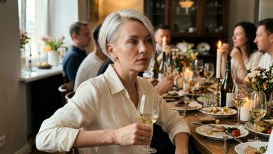 Slavili jsme narozeniny mého manžela, tchyně zvedla sklenku: „Na našeho syna — jak všechno táhne, pracuje a nestěžuje si.“ Seděla jsem vedle. 10 let v manželství. Dvě děti. Jeho matka v mé kuchyni každou neděli. Manžel se na mě ani nepodíval. Položila jsem sklenku, vstala od stolu. A řekla všem jednu jedinou větu, po které oslava skončila….